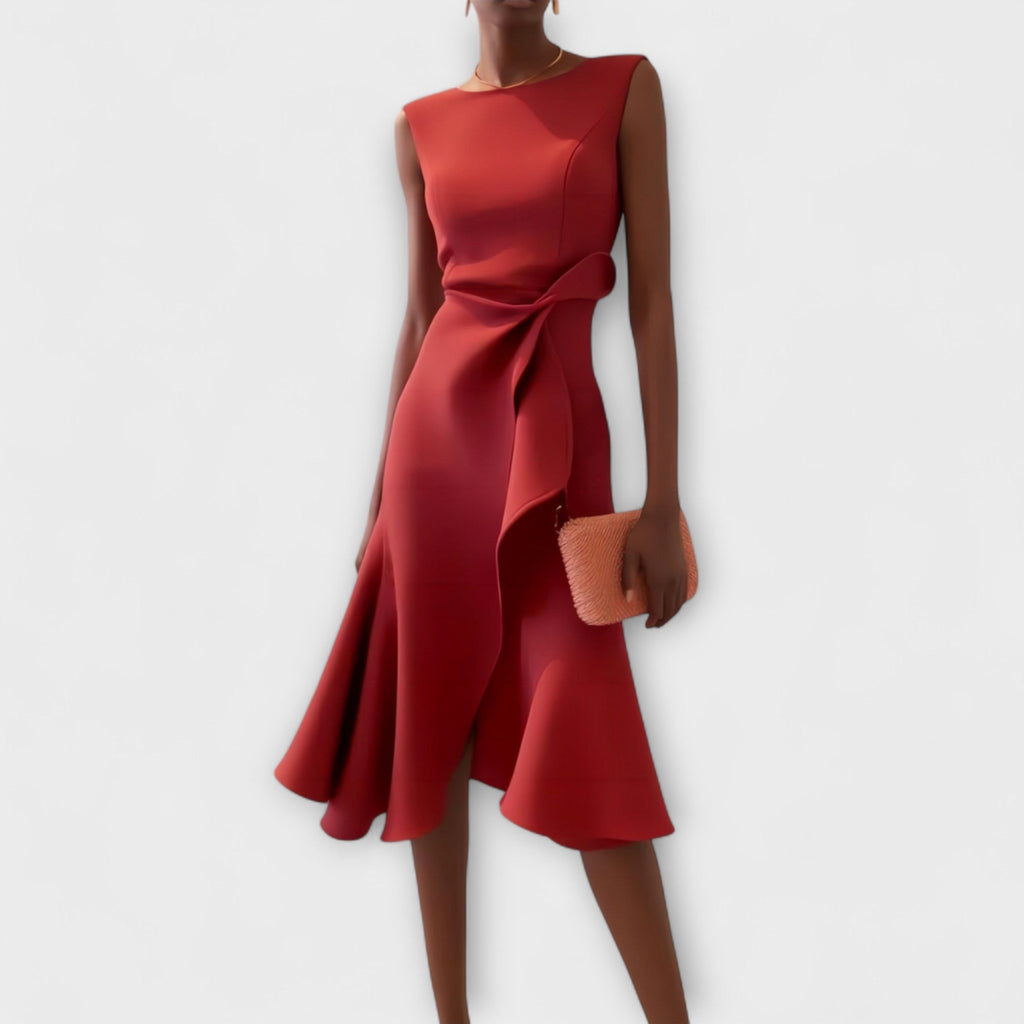 Eleanor | Women’s Draped Asymmetric Midi Dress