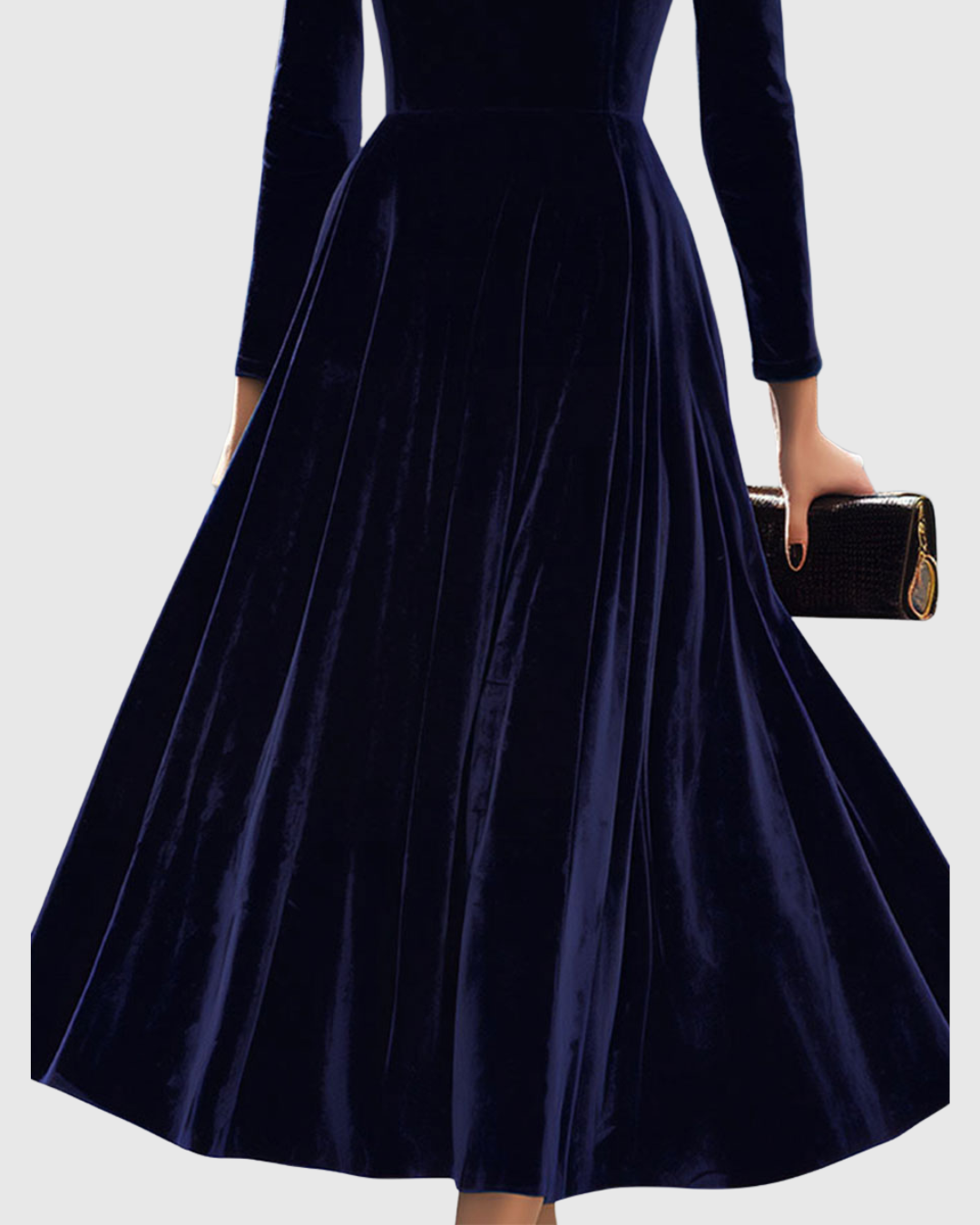 Sibella | Navy Long-Sleeve Midi Dress
