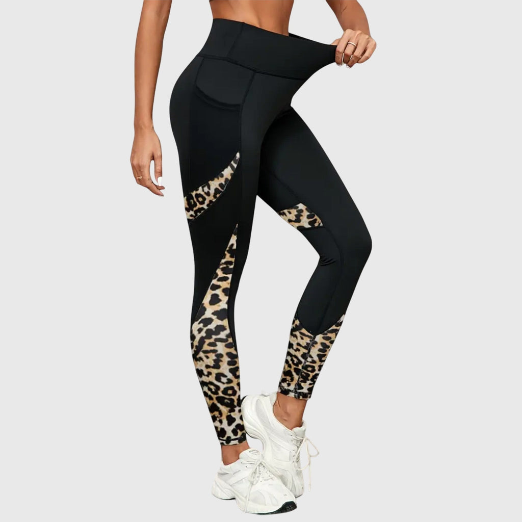 High-Waisted Leopard Print Training Pants