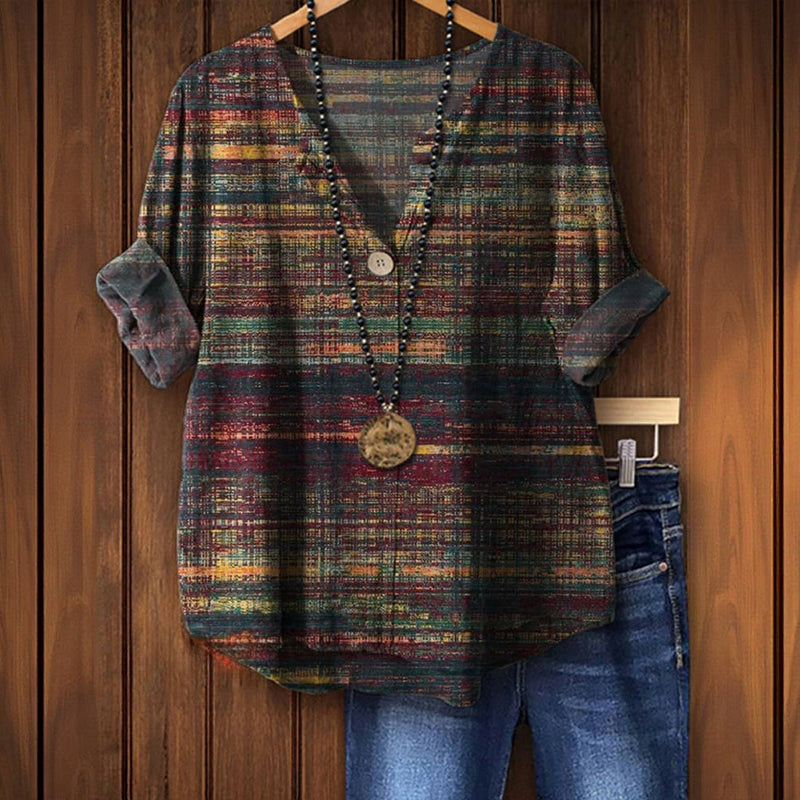 ZANE – VINTAGE INSPIRED BLOUSE WITH COLORFUL ACCENTS