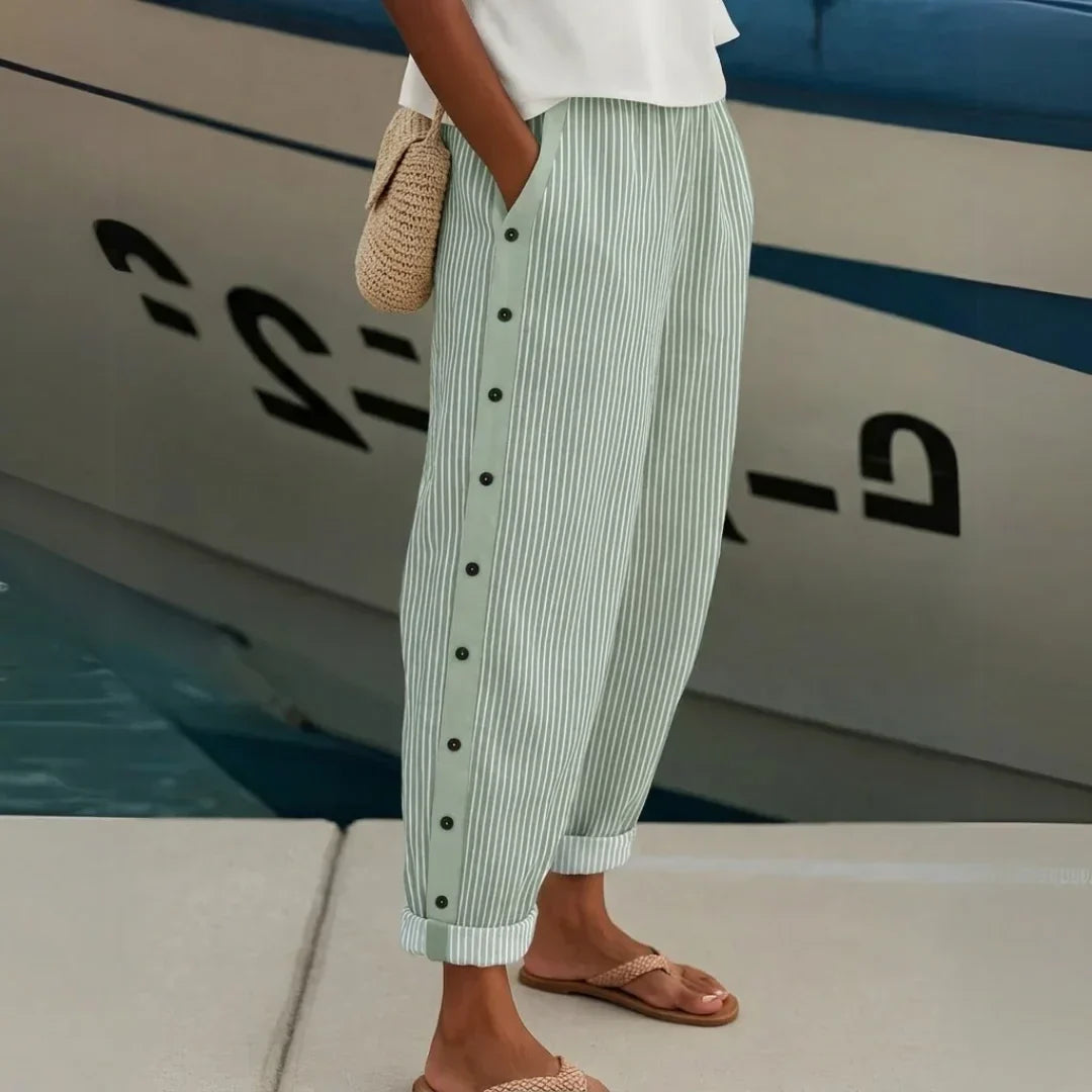 Caitlin | Stylish Striped Button Pants