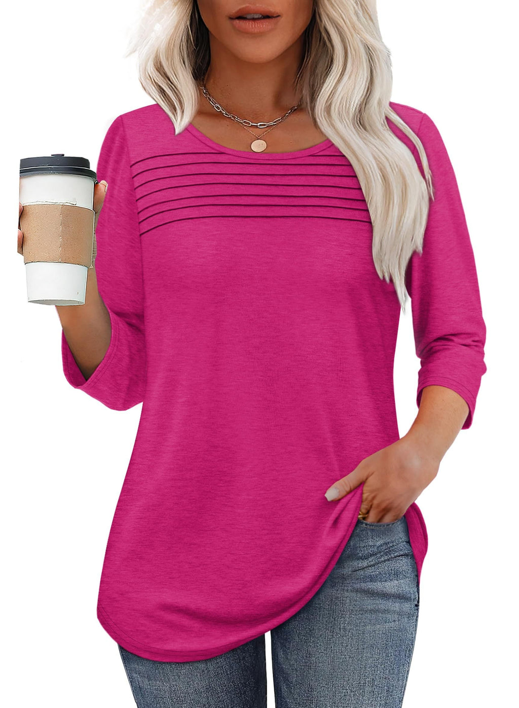 Mona | Pleated 3/4 Sleeve Top
