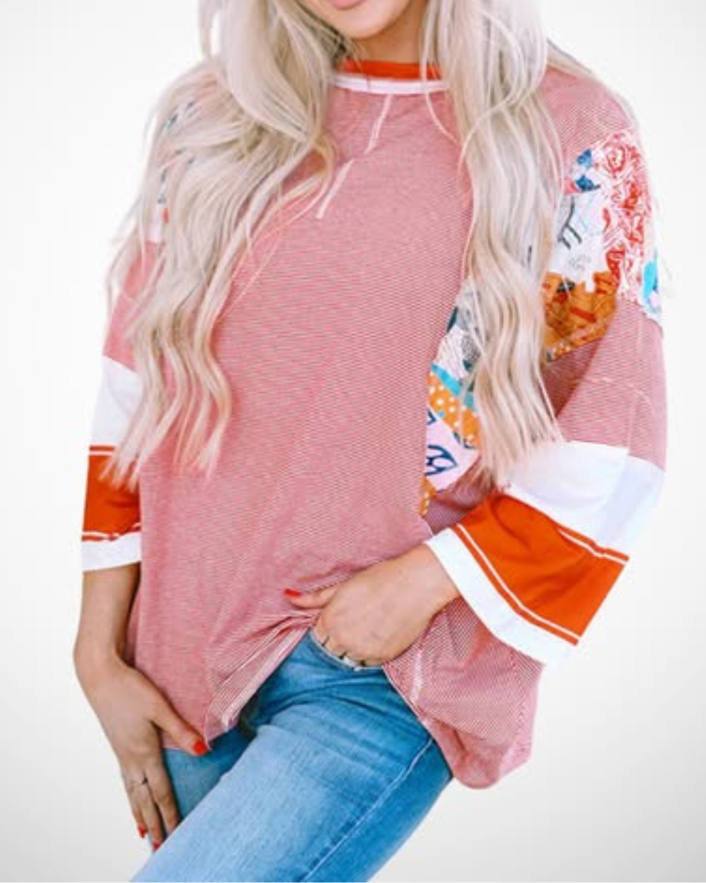 BAILEY™ – Lightweight Patchwork Batwing Top
