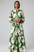 Penelope | Women’s Long Sleeve Printed Maxi Dress with V-Neck