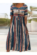 HOLLY | ELEGANT STRIPED TUMMY-COVERAGE MIDI DRESS