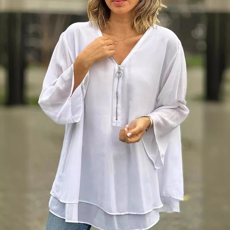 Lorelai | Chiffon Zipper Blouse